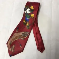 レトロ オールド Classic バス釣り ミッキーマウス　シルクネクタイ