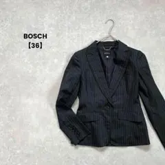 a1600＊BOSCH テーラードジャケット　黒【36】ストライプ　オフィス
