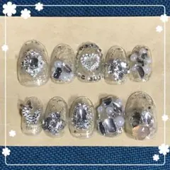 No.1365 現品 ラメ 埋めつくし 派手 コテコテ キラキラ ネイルチップ