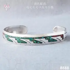 ターコイズ シルバー 刻印 コーラル インディアンジュエリー バングル ナバホ族