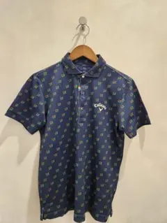 Callaway ネイビー 花柄 ポロシャツ M