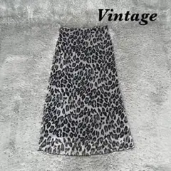 Vintage ヴィンテージ ロングスカート ヒョウ柄 裏地付 ウエストゴム