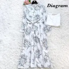 【21SS】ダイアグラム フラワープリントロングシャツワンピース 花柄 38