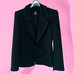 桂由美　ノーカラージャケット　2WAY　リボン　9AR　美シルエット