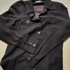 ブラウン ボタン付きシャツジャケット