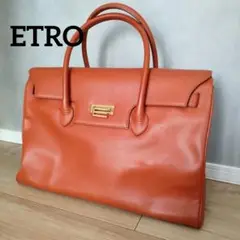 美品 エトロ ETRO レア 大容量 型押し レザー ハンドバッグ 金具
