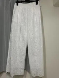 ANAYI アナイ ペーズリーレースタックパンツ 38 ホワイト