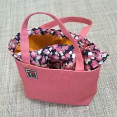 【新品未使用】巾着付きスクエアバッグ　一布や