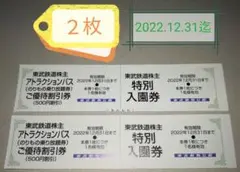 東武動物公園 特別 入園券 2枚 セット 割引券 動物園 入場券 株主優待券