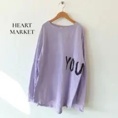 美品✨ハートマーケット【F】ロングTシャツ YOUプリント 綿100 e404
