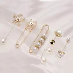 ストールピン スカーフピン コサージュ ブローチ 6個セット 結婚式