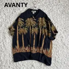 ★訳あり★アバンティネイビー アロハシャツシルク100％ Mサイズブルーノマーズ