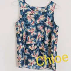 Chloeクロエ 花柄 ブルーブラウス 花柄カットソー