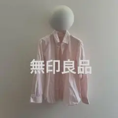 無印良品、レディース、ピンクストライプシャツ、size M