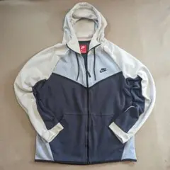 Nike フード付きジップアップパーカー グレー/ネイビー　size L