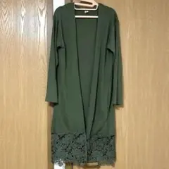 カーディガン 深緑 濃いカーキ Mサイズ