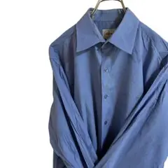 無地　LINEA UOMO 長袖シャツ　ブルー　青 XL