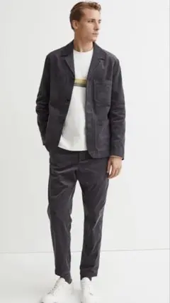 H&M レギュラーフィットコーデュロイセットアップ　サイズ48ダークグレー