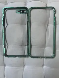iphone7plus/8plus用ケースガラスクリアケース　両面　緑