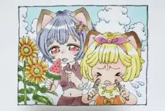 手描きイラスト　オリジナル　原画　ハガキサイズ