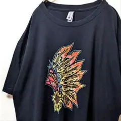 ネクストレベル インディアン ロゴ Tシャツ ブラック 黒 XL 古着