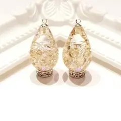 613.スワロ入り♡ しずく型レジンピアス♡