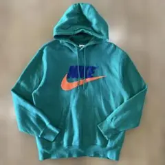 NIKE プルオーバーパーカー スウェット 裏起毛 古着 緑 Lサイズ