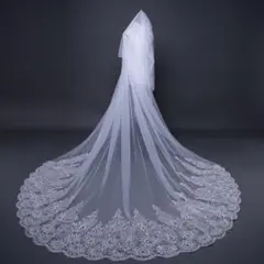 ウエディングベール ロングベール 花嫁ベール アップリケ