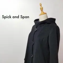 SC30スピックアンドスパンフードコートロングコートダブルジップウールブラック黒