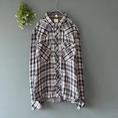 バックナンバー［L］さらり軽やか◎オシャレピンク◎メンズチェック柄長袖ネルシャツ