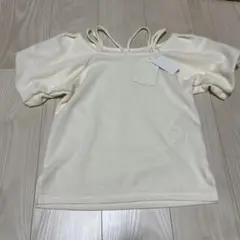 辻希美　ワッフル袖バルーン半袖tシャツ　半袖カットソー　アイボリー　ホワイト　M