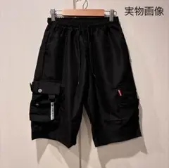 値引き⭐メンズ ハーフパンツ 短パン L カーゴパンツ サイドポケット付き 黒