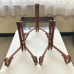 皿立て 額立て 置物台 飾り台 展示 スタンド ホルダー 3点 木製 レトロ