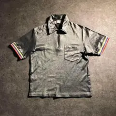 【ヴィンテージ】光沢感　ハーフジップ　ポロシャツ　日本製　古着used SM10