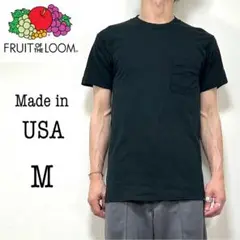 90s〜 fruits of the loom black pocket t