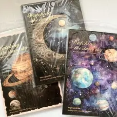 【24】素材紙 天体 3種 星 宇宙 ヴィンテージ コラージュ 海外 まとめ売り