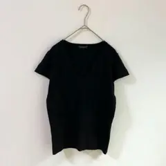 3368【セオリー】カットソー　半袖　vネック　黒　ストレッチ　サイズ２　無地