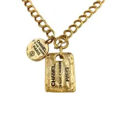 CHANEL シャネル カンボン プレート チェーン ネックレス GP ゴールド