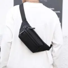 【新品】ナイロンコーティング ボディバッグ＜ブラック＞3WAY ウエスト 防水