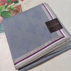 CELINE グレー 絹100% ハンカチ
