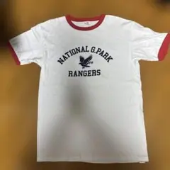 フラットヘッドGLORY PARK Tシャツ 42 ホワイト/レッド