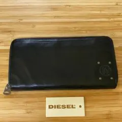 DIESEL ディーゼル 本革 レザー 長財布 黒 ブラック 内側カモフラ 迷彩