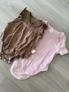 2枚セット フリル付きロンパース
