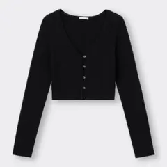 GU UVカットクロップドカーディガン BLACK S