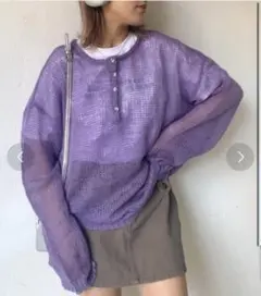SHAGGIE ヘンリーネックシアーオーバーニット