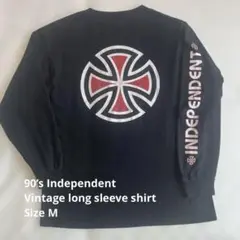 90’s Independent ブラックロンT バックプリントあり　Mサイズ