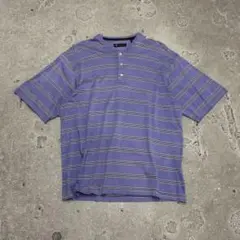 90s ハーフボタン ボーダーT パープル vintage 古着