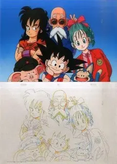 セル画 ドラゴンボール GT ブルマ ウーロン 直筆 背景付き セル画 ドラゴンボール GT ブルマ ウーロン 直筆 背景付き
