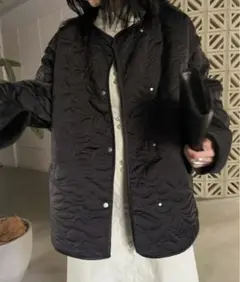 2WAY LEAF PATTERN QUILTING COAT