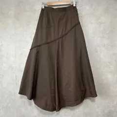 ナイロンスカート（S-Mサイズ）ブラウン＊レース＊ウエストゴム＊フレアスカート